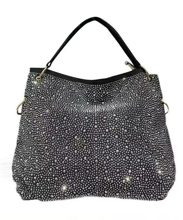 Style Leopard Print Rhinestone Large Capacity Faux Leather Tote Handbag
