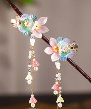 Style Multicolor Alloy Pearl Floral Tassel Kids A Pair Hairpin