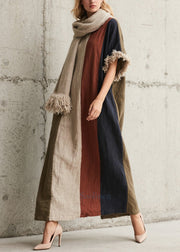 Style Multicolor Oversized Patchwork Faux Fur Dress Summer