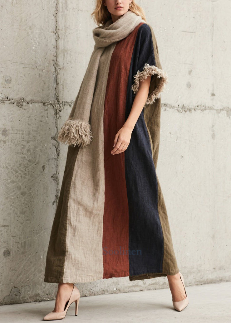 Style Multicolor Oversized Patchwork Faux Fur Dress Summer