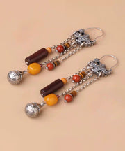 Style Multicolor Sterling Silver Beeswax Tassel Drop Earrings