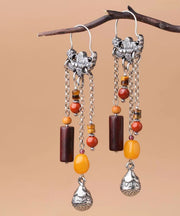 Style Multicolor Sterling Silver Beeswax Tassel Drop Earrings