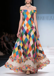 Style Multicolour Plaid Cold Shoulder Chiffon Vestidos Dresses Summer