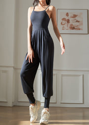 Style Navy Patchwork Pockets One Piece Workout Suit