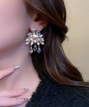 Style Nude Alloy Crystal Tassel Drop Earrings