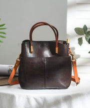 Style Orange Durable Large Leather Tote Handbag