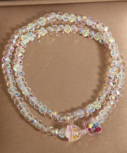 Style Purple Alloy Double-Layer Crystal Bow Chain Bracelet
