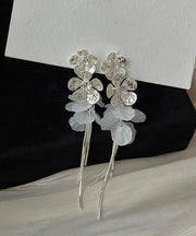 Style Silk Copper Alloy Acrylic Zircon Floral Tassel Drop Earrings