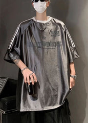 Style Silvery Oversized Print Spandex Mens T Shirts Summer