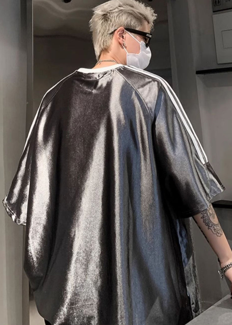 Style Silvery Oversized Print Spandex Mens T Shirts Summer