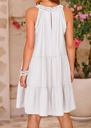 Style White Cold Shoulder Cotton Mini Dresses Summer