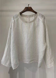 Style White Dot Oversized Cotton Blouse Tops Fall