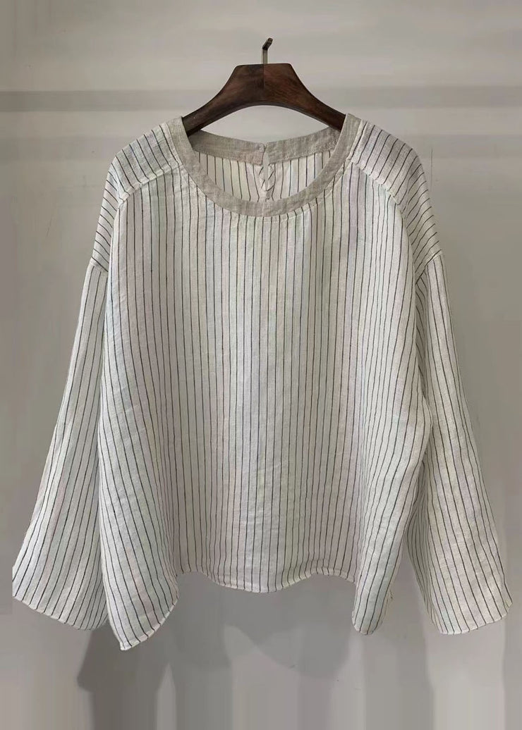 Style White Dot Oversized Cotton Blouse Tops Fall
