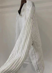 Style White Dot Oversized Cotton Blouse Tops Fall