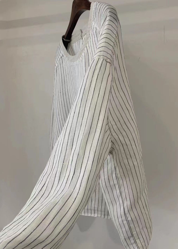 Style White Dot Oversized Cotton Blouse Tops Fall