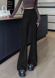 Style White High Waist Tummy Control Cotton Flared Trousers Fall