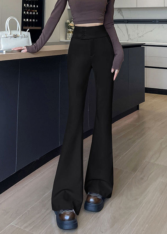Style White High Waist Tummy Control Cotton Flared Trousers Fall