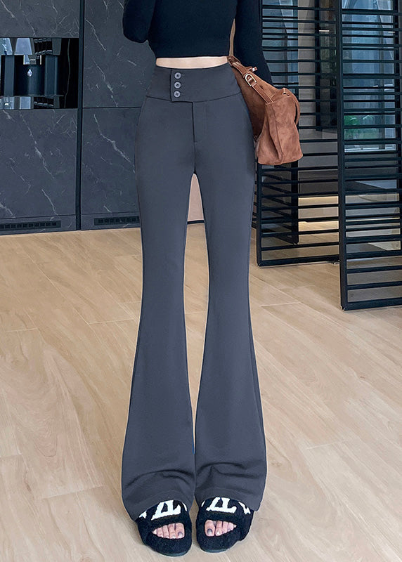 Style White High Waist Tummy Control Cotton Flared Trousers Fall