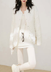 Style White Oversized Embossing Fine Cotton Filled Coats Winter