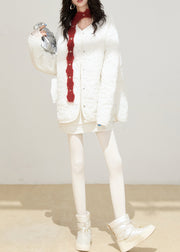 Style White Oversized Embossing Fine Cotton Filled Coats Winter