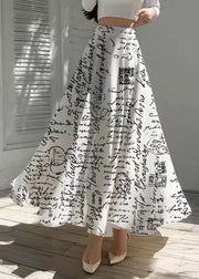 Style White Print Exra Large Hem Chiffon Skirt Summer