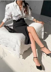 Style White Puff Sleeve Patchwork Cotton Shirt Tops
