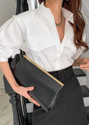 Style White Puff Sleeve Patchwork Cotton Shirt Tops