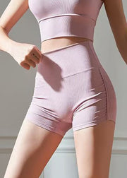 Styling Beige High Waist Wrinkled Surf Leggings Shorts