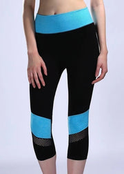 Styling Patchwork Hollow Out Butt Scrunch Capri Leggings Gym Shark Leggings