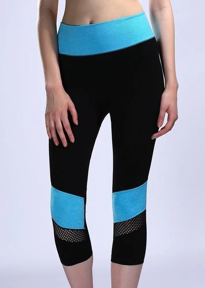 Styling Patchwork Hollow Out Butt Scrunch Capri Leggings Gym Shark Leggings