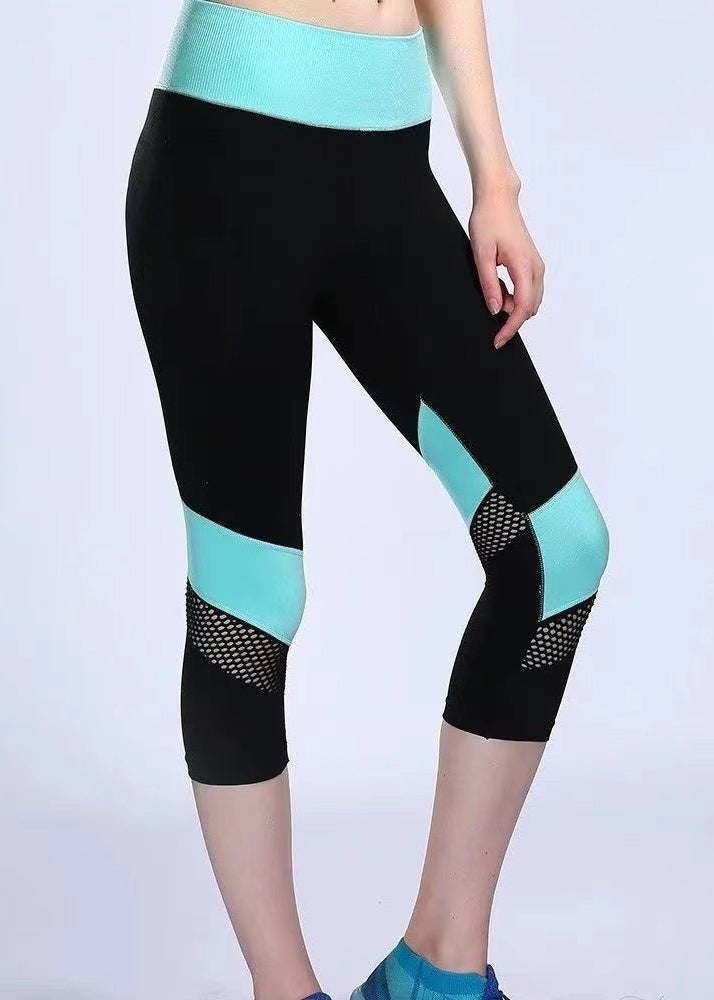 Styling Patchwork Hollow Out Butt Scrunch Capri Leggings Gym Shark Leggings