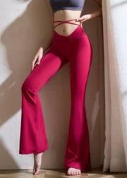 Styling Red Asymmetrical Patchwork Butt Scrunch Modal Cotton Flare Leggings