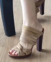 Stylish Apricot High Heels Slide Sandals Peep Toe