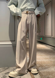 Stylish Apricot Pockets High Waist Spandex Mens Pants Fall