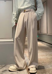 Stylish Apricot Pockets High Waist Spandex Mens Pants Fall