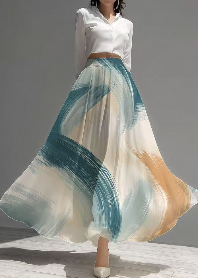 Stylish Apricot Print Exra Large Hem Chiffon Skirts Summer