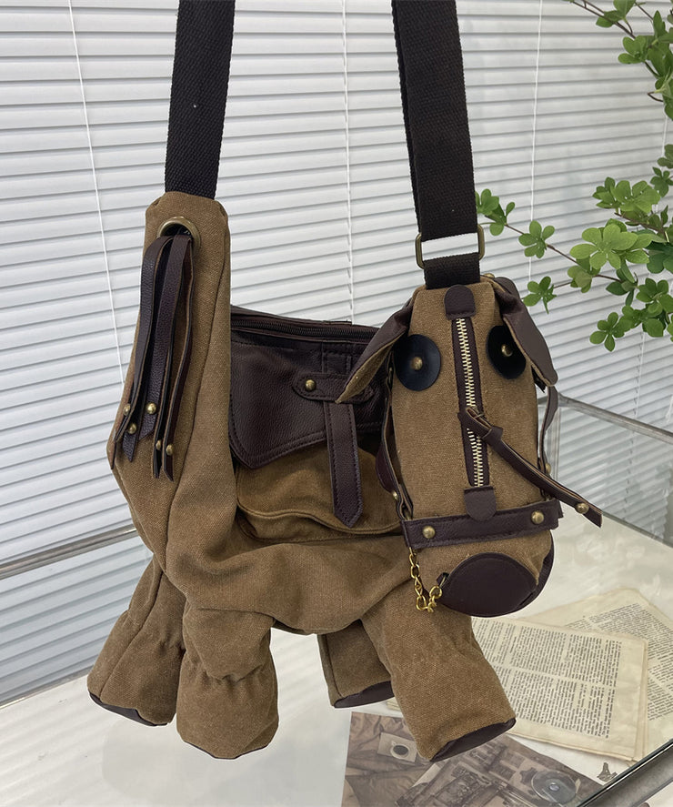 Stylish Army Green Pony Shape Faux Leather Cross-body