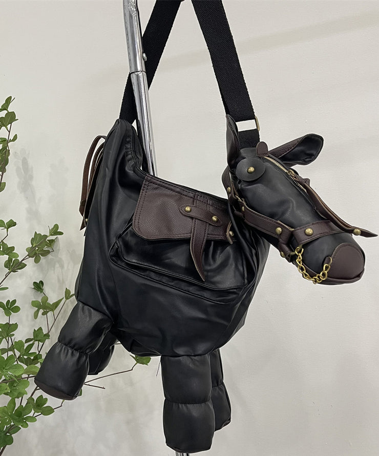 Stylish Army Green Pony Shape Faux Leather Cross-body