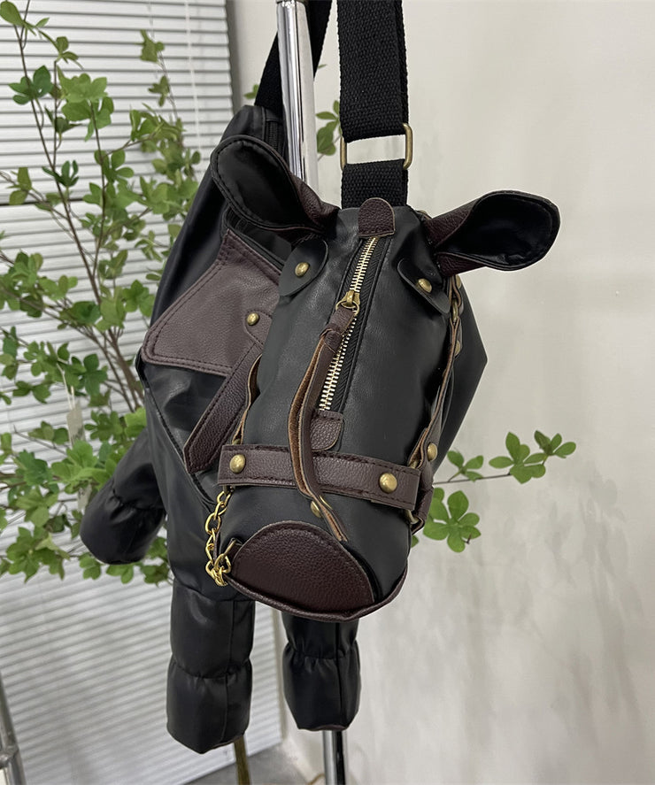 Stylish Army Green Pony Shape Faux Leather Cross-body
