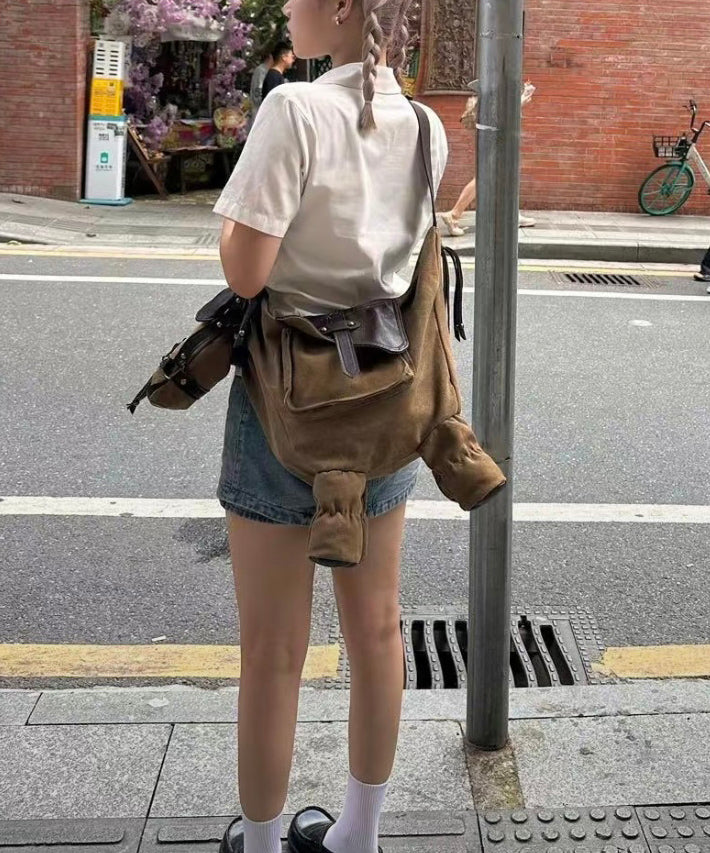 Stylish Army Green Pony Shape Faux Leather Cross-body