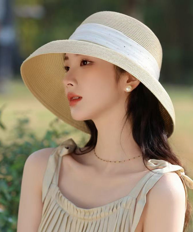 Stylish Beige Breathable Straw Woven Floppy Sun Hat