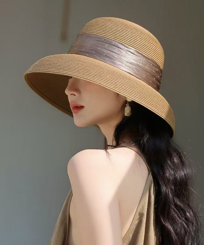 Stylish Beige Breathable Straw Woven Floppy Sun Hat
