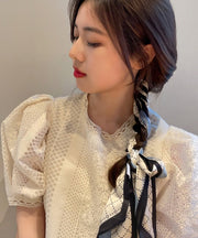 Stylish Beige Cloth Plaid Print Hair Band