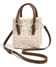 Stylish Beige Emboss Large Capacity Faux Leather Tote Handbag