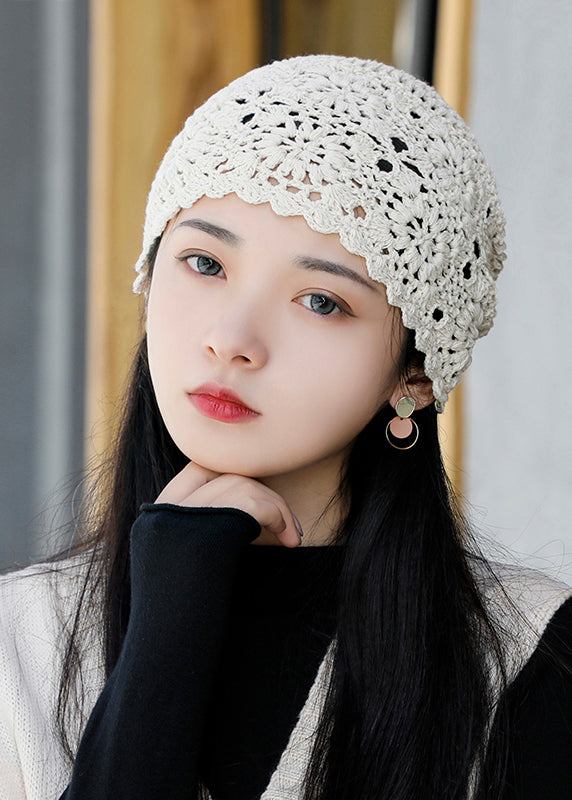 Stylish Beige Hollow Out Knit Bonnie Hat