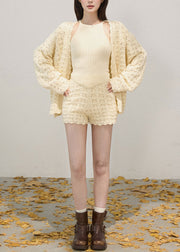 Stylish Beige Hollow Out Knit Two Pieces Set Fall