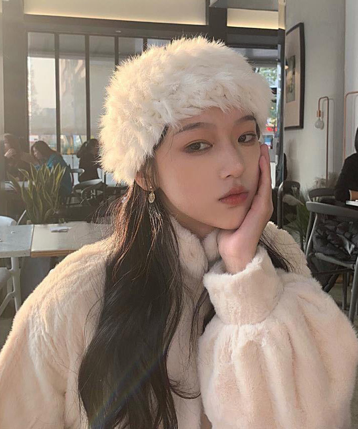 Stylish Beige Thick Warm Faux Fur Bonnie Hat