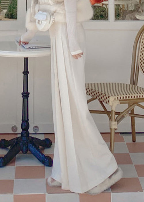 Stylish Beige Zippered High Waist Spandex Pants Fall