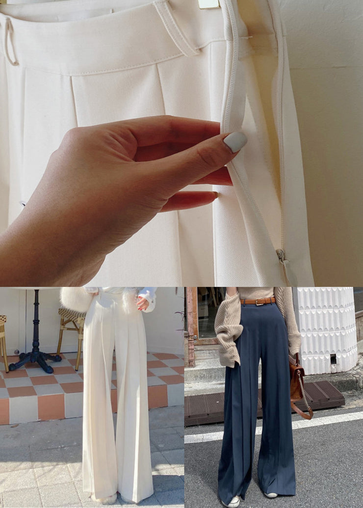 Stylish Beige Zippered High Waist Spandex Pants Fall