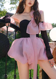 Stylish Black Bow Patchwork Cotton Mini Jumpsuit Summer